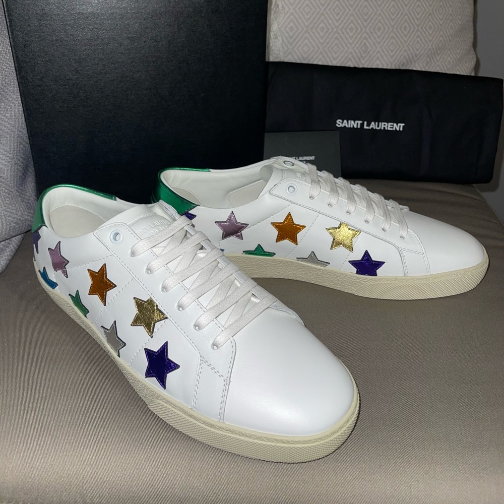Saint Laurent Men’s Court Classic SL/06 Star Low Top Leather Sneakers EU 41/US 8